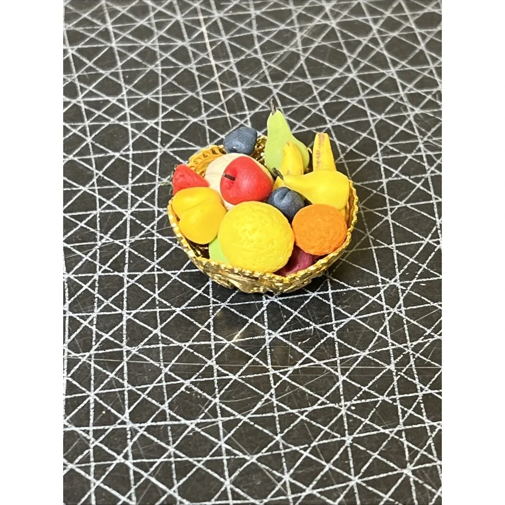Vtg‎ Artisan Dollhouse Miniature Vegetable Fruit Basket Market Food OOAK Realist